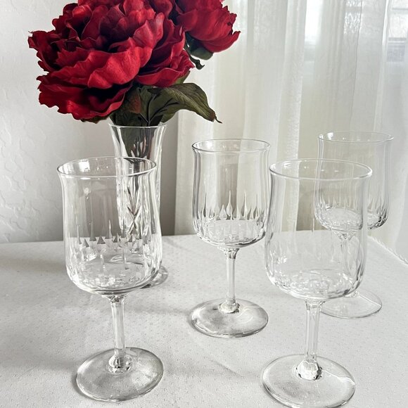 Lenox Crystal Stemmed Wine Goblet Glasses Set of 4 Pendant Pattern USA - Picture 1 of 11